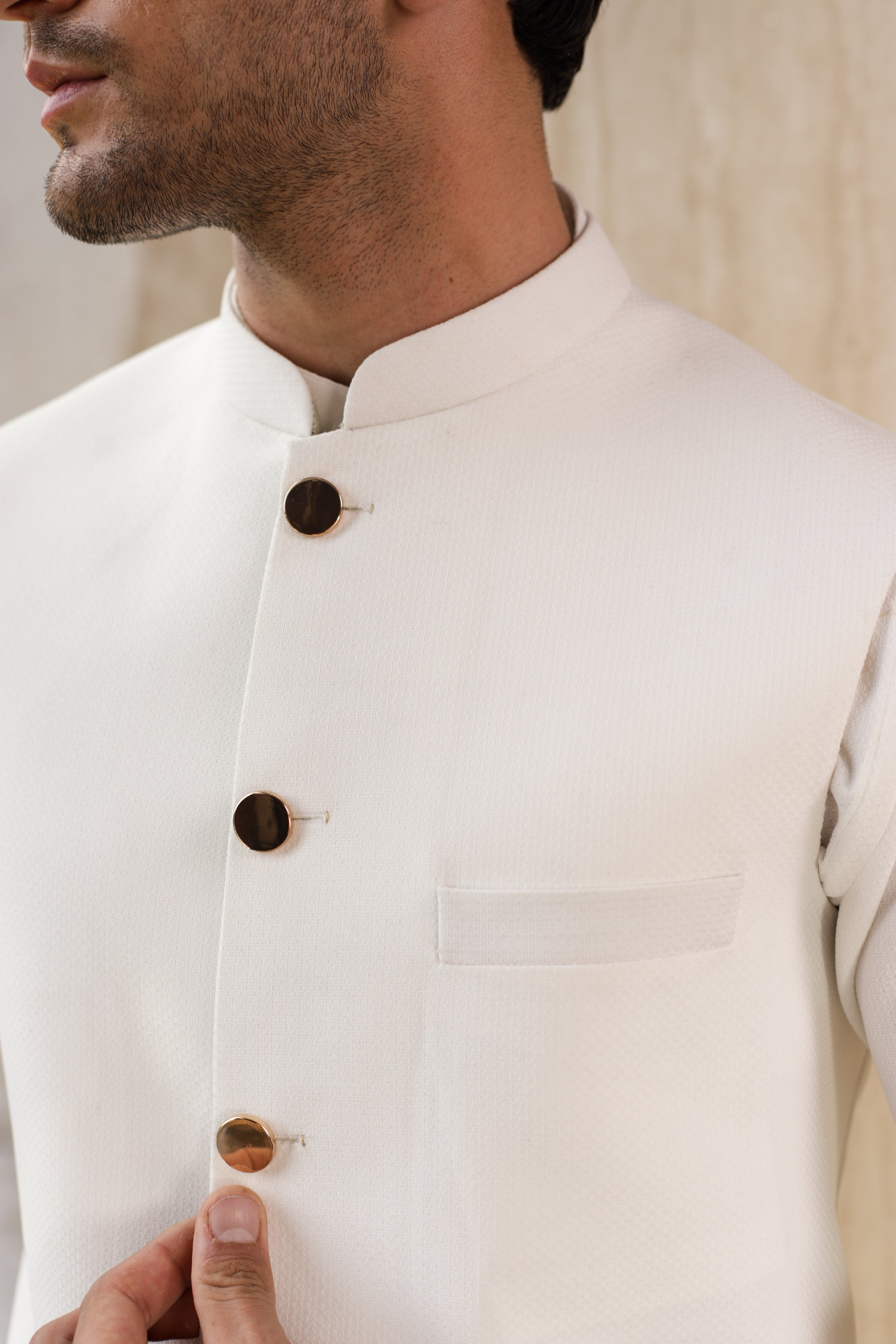 Snowdrift White - Waistcoat & Kurta-Pyjama Set