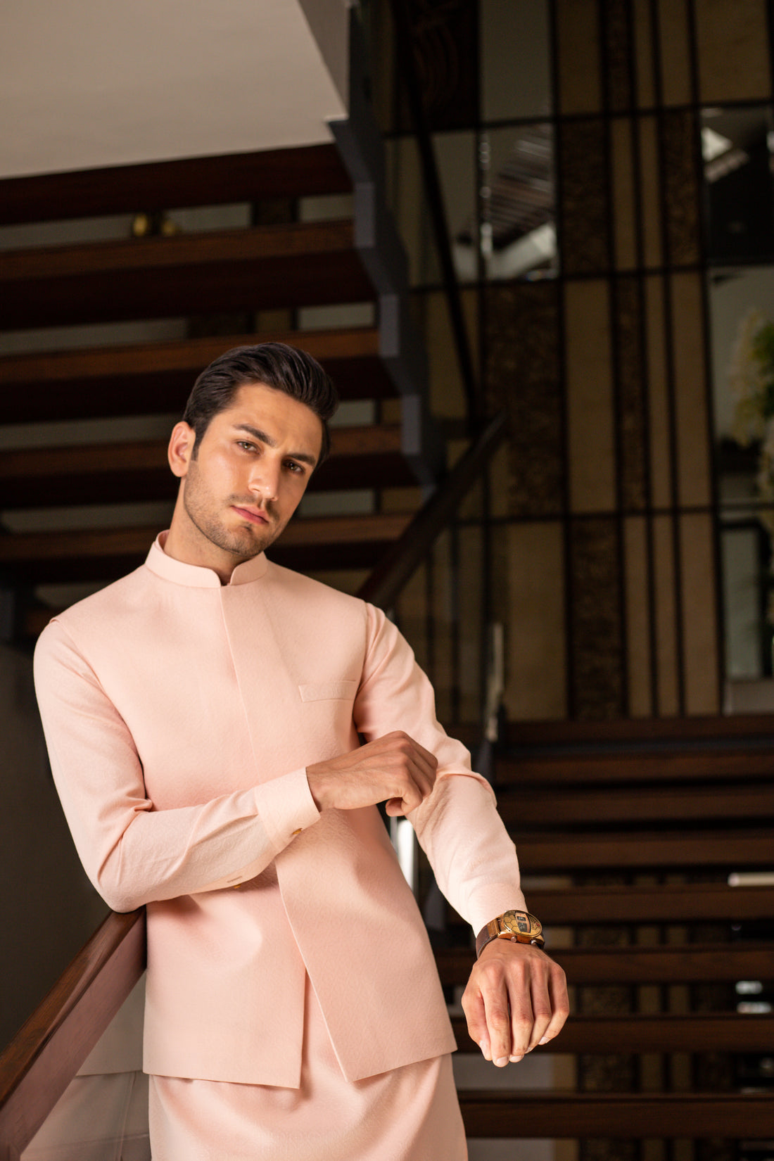 Peach Burst - Waistcoat & Kurta-Pyjama Set