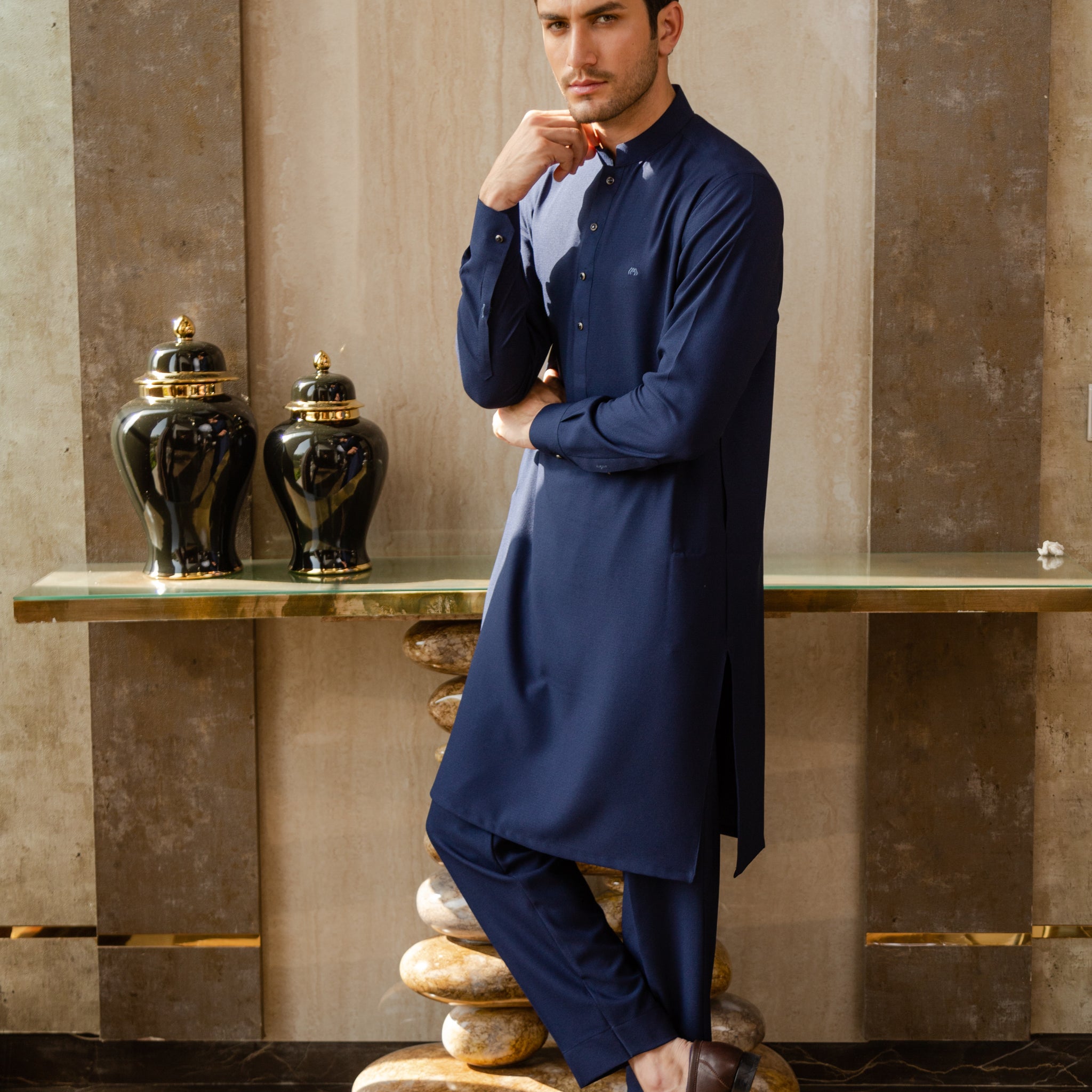 Cobalt Kurta Pyjama- Dark Blue