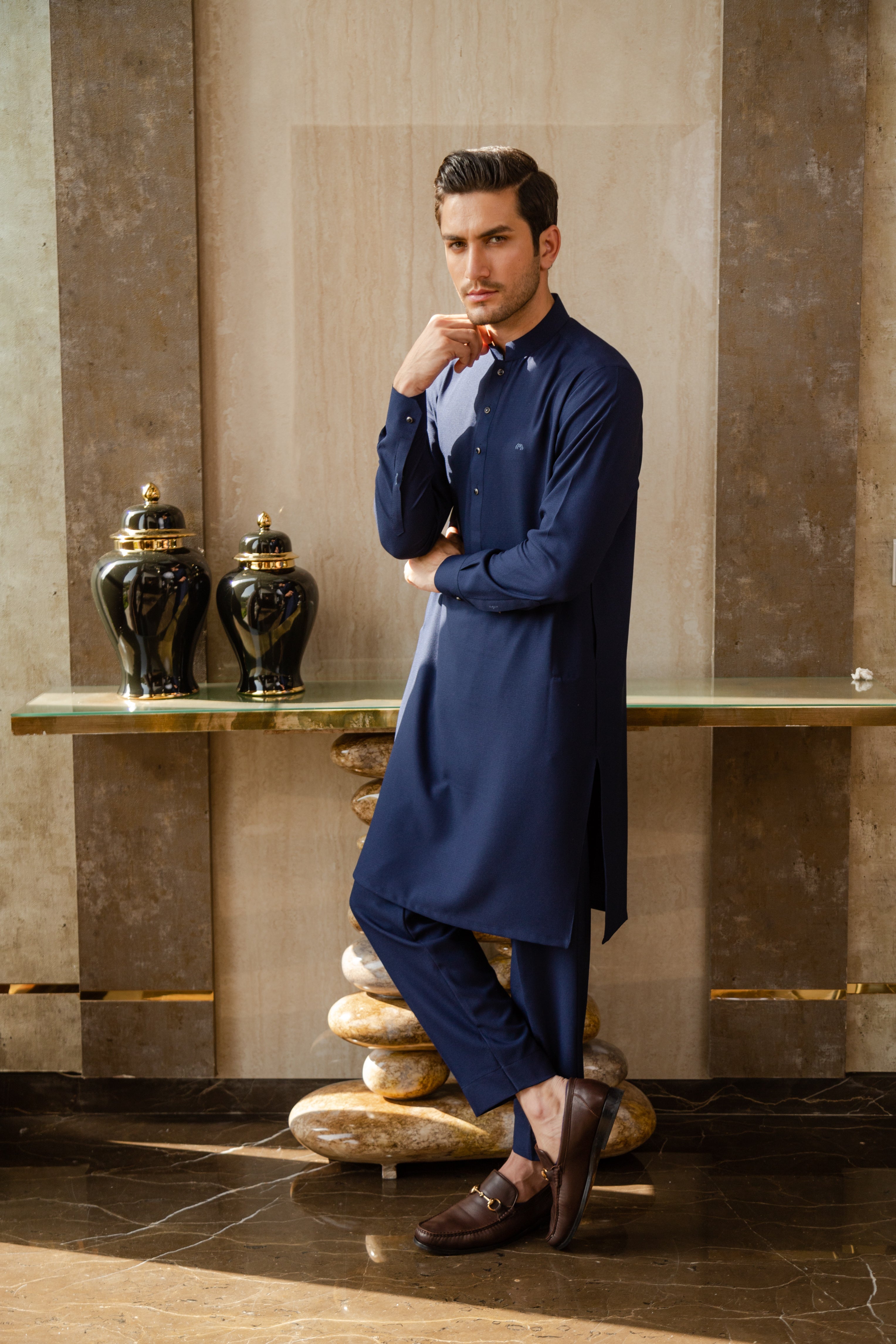 Cobalt Kurta Pyjama- Dark Blue
