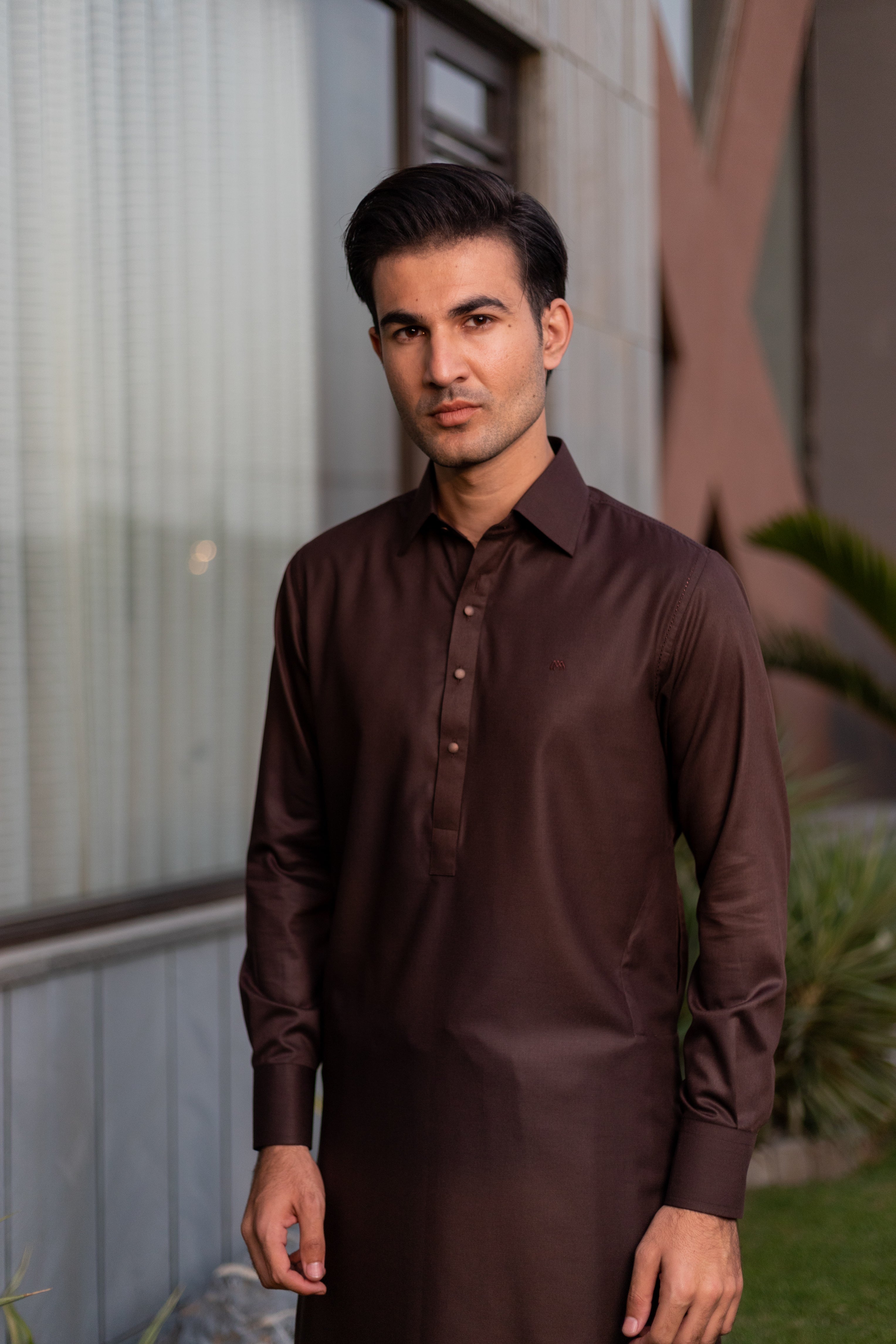 Chocolate Self texture- Brown Shalwar Kameez