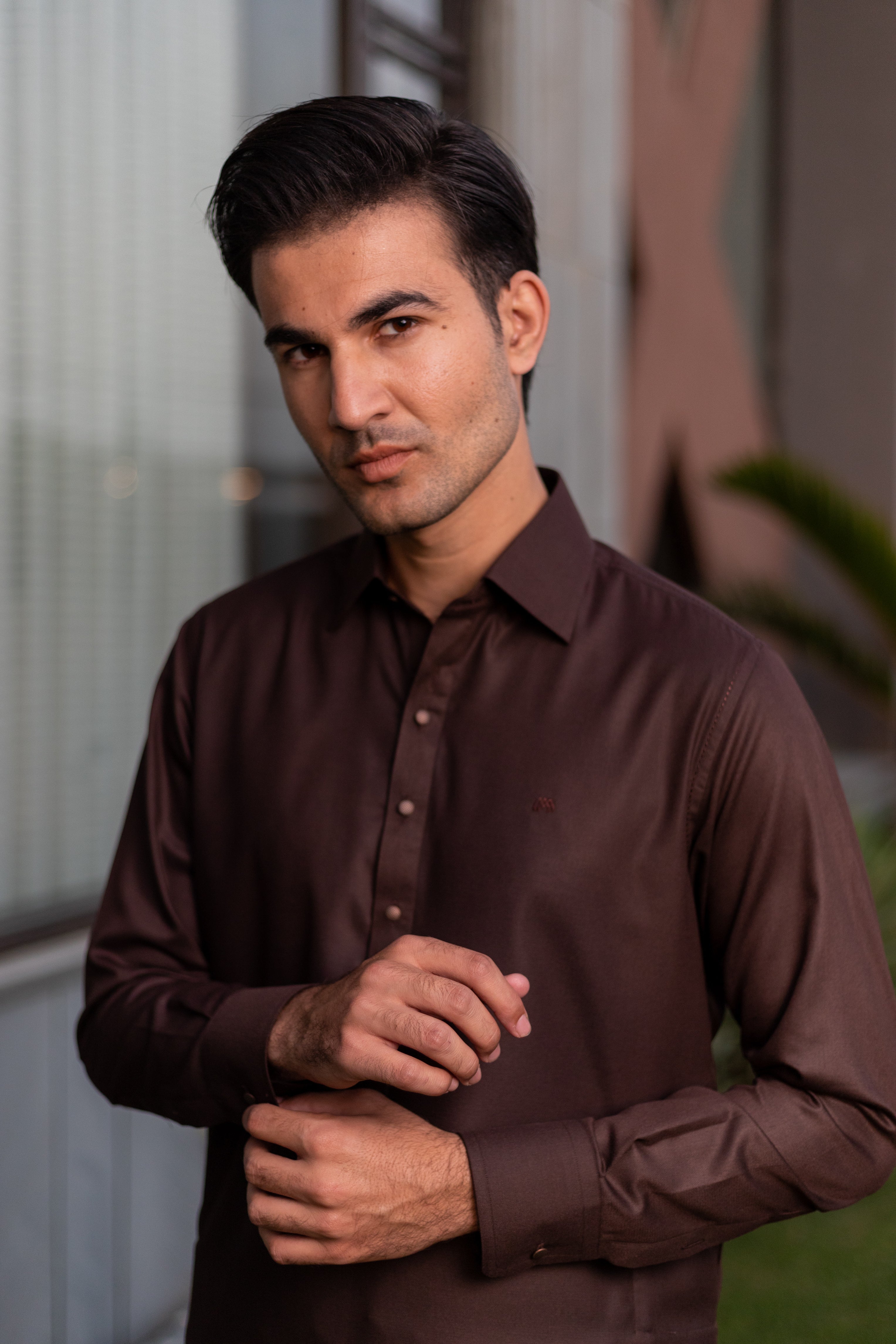 Chocolate Self texture- Brown Shalwar Kameez