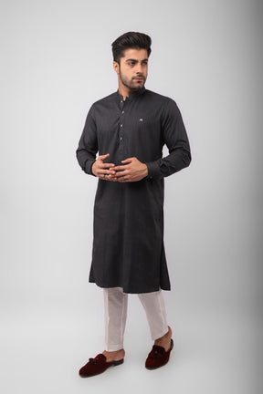 Basic Kurta Pyjama - Grey Stripes