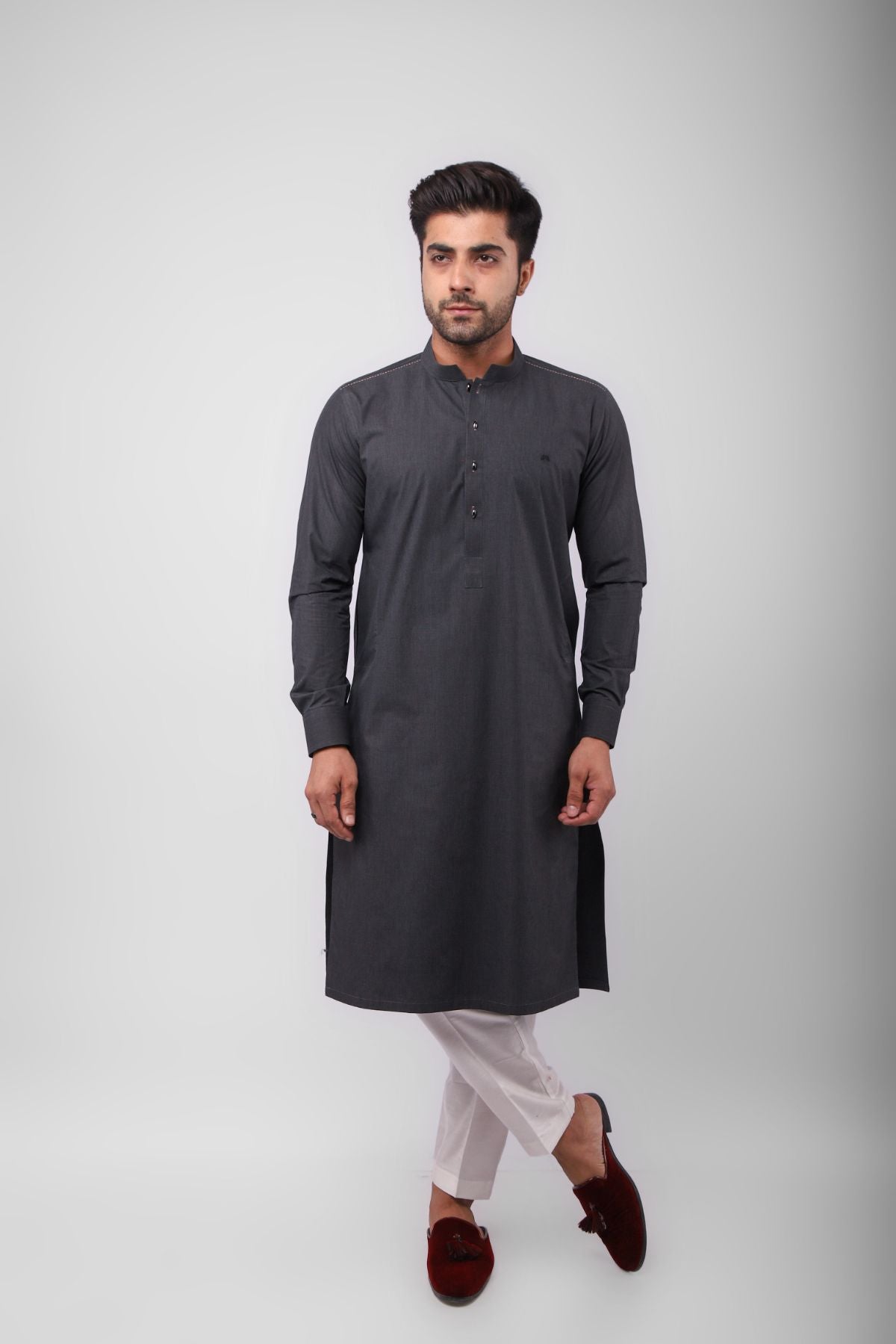 Basic Kurta Pyjama - Cement Grey