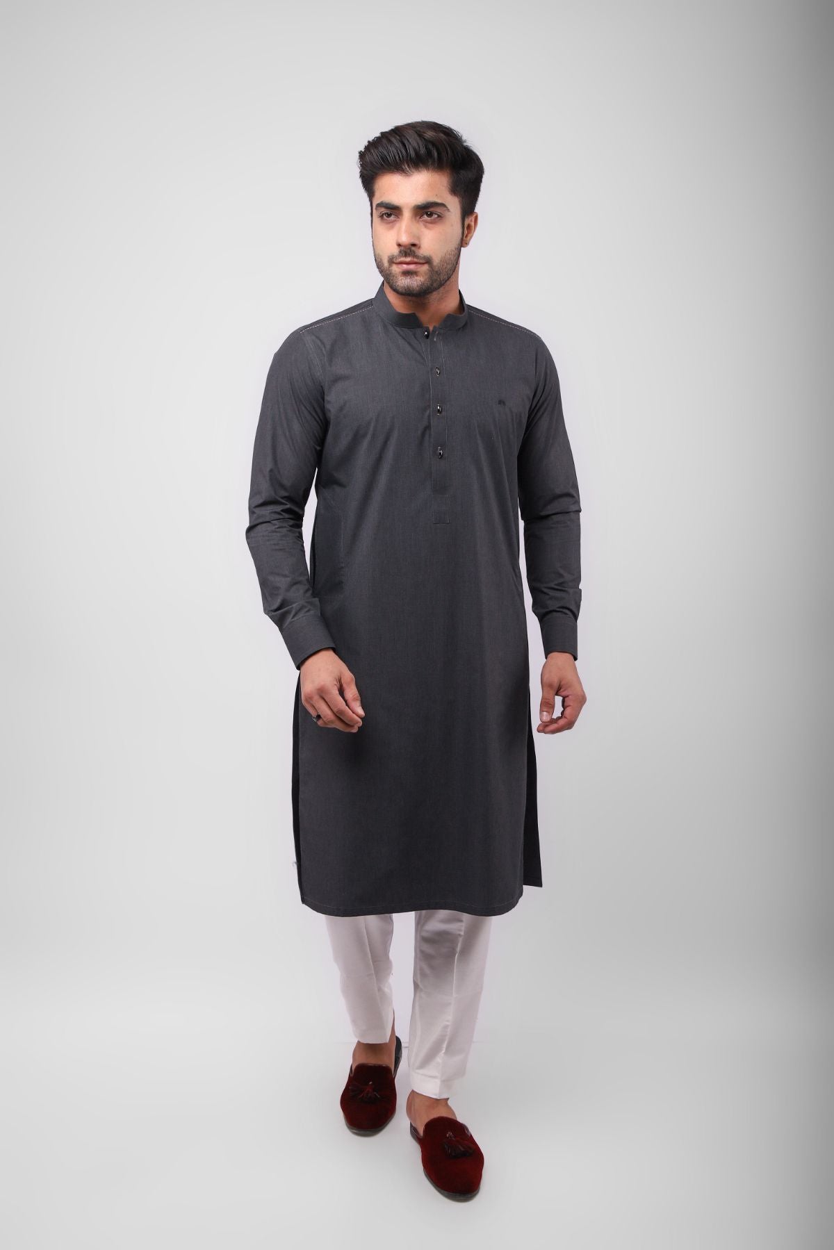 Basic Kurta Pyjama - Cement Grey