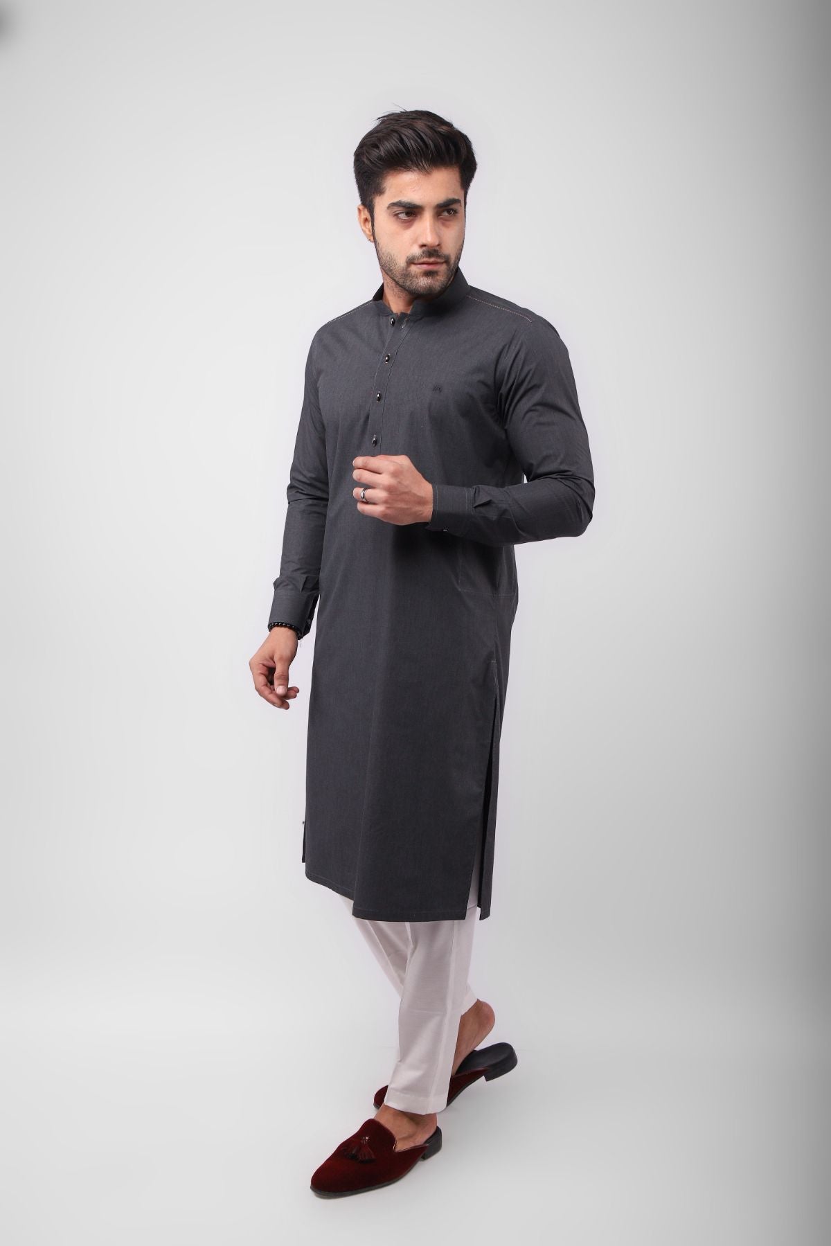 Basic Kurta Pyjama - Cement Grey